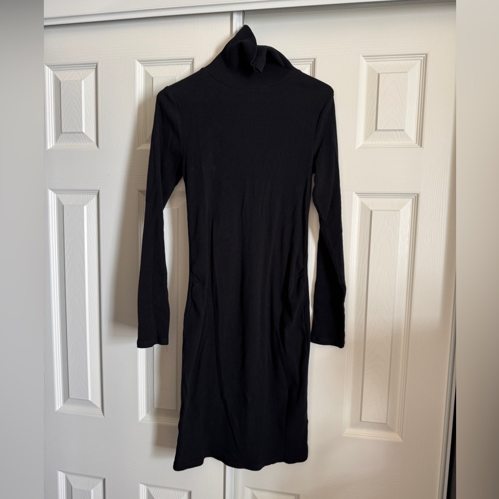 Old Navy, black ribbed turtleneck maternity sweater dress